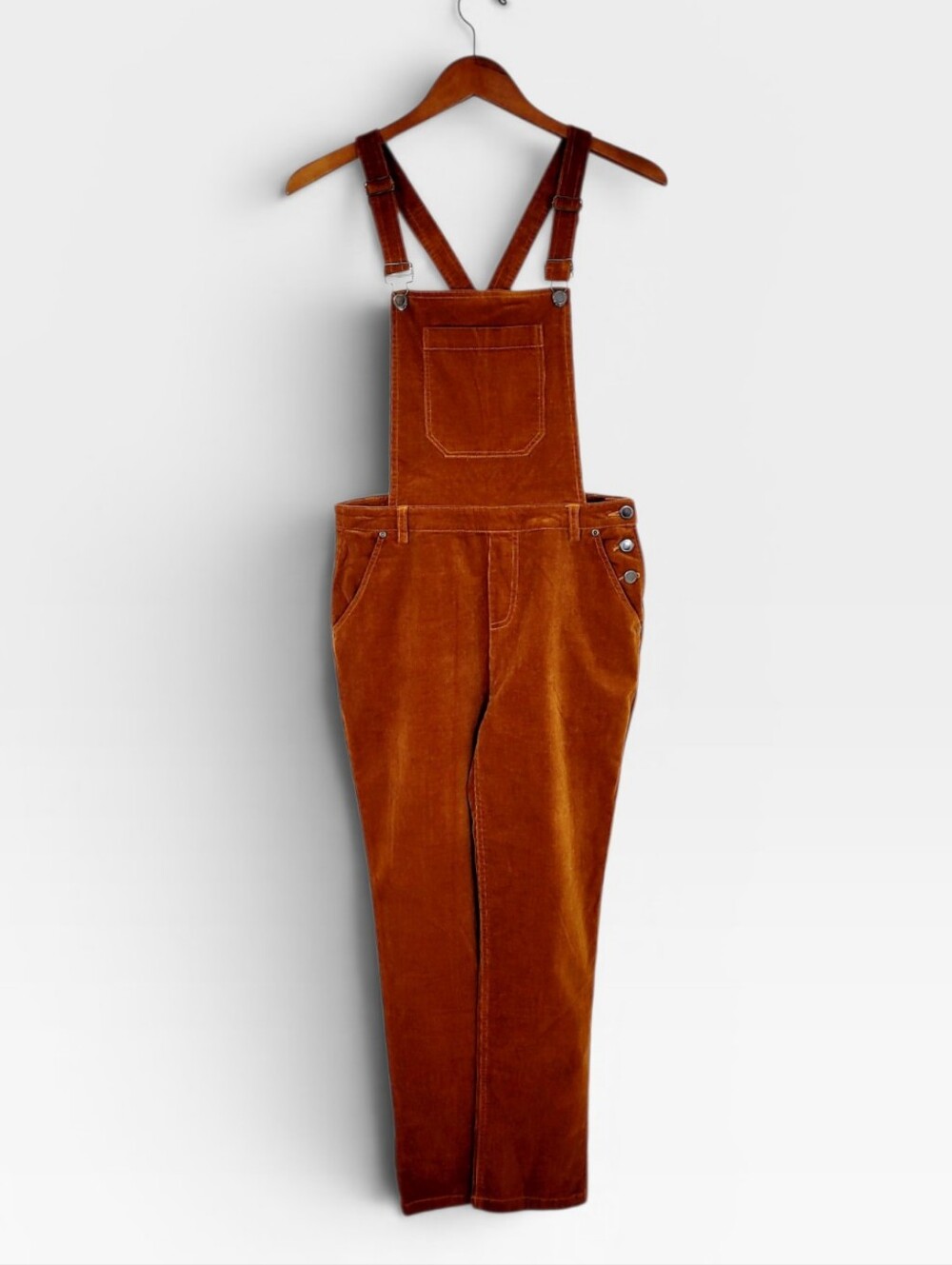 NWT MODCLOTH Fall Potluck Cognac Corduroy Bib Overalls Straight Leg Medium New - Picture 2 of 11